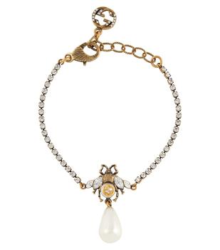 推荐Bee crystal bracelet with faux pearl商品