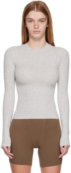 SKIMS | Gray Cotton Jersey Longsleeve T-Shirt商品图片,独家减免邮费