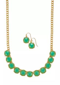 商品Belk | Gold and Jade Link Necklace and Earrings Set,商家Belk,价格¥56图片