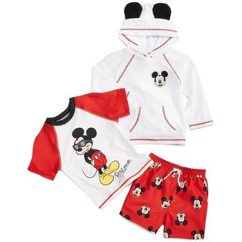 Disney | Baby Mickey Mouse Hooded Terry Coverup, Rash Guard & Swim Trunks, 3 Piece Set,商家Macy's,价格¥192