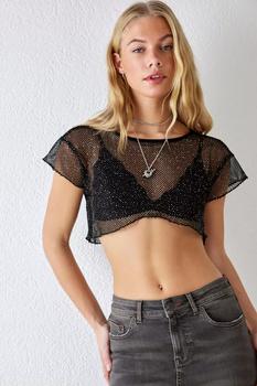 Urban Outfitters | UO Glitter Super-Cropped Fishnet Top商品图片,