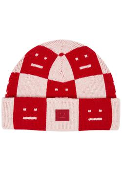 推荐KIDS Kuri checked logo-intarsia wool beanie商品