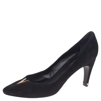 lv高跟鞋, [二手商品] Louis Vuitton | Louis Vuitton Black Suede Heartbreaker Pumps Size 38.5商品图片 5.1折, 满1件减$100, 满减