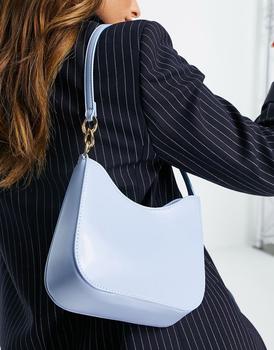 product ASOS DESIGN curved shoulder bag with chain link strap in blue image