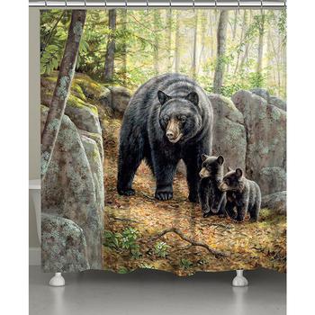 商品Laural Home | Black Bear with Cubs Shower Curtain,商家Macy's,价格¥1290图片