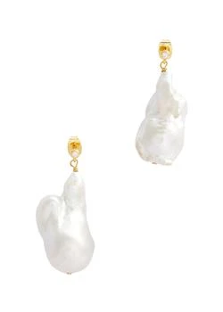 推荐Upcycled Baroque Pearl 18kt gold-plated earrings商品