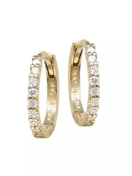 Anzie | Classique 14K Yellow Gold & 0.12 TCW Diamond Hoop Earrings,商家Saks Fifth Avenue,价格¥6564