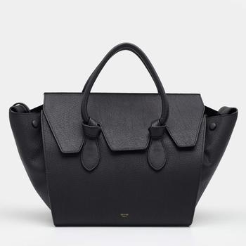 celine bag, [二手商品] Celine | Celine Black Grained Leather Mini Tie Tote商品图片 8.6折, 满1件减$100, 满减