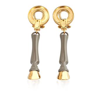 Burberry | Ladies Gold-plated And Resin Hoof Drop Earrings商品图片,6.9折, 满$275减$25, 满减