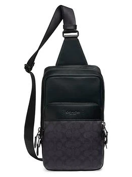 推荐Gotham Leather & Coated Canvas Logo Backpack商品