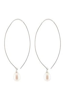 Splendid Pearls | 7.5-8mm Cultured Freshwater Pearl Teardrop Threader Earrings 独家减免邮费
