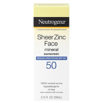 Neutrogena | Sheer Zinc Dry-Touch Face Sunscreen With SPF 50 Fragrance Free商品图片,6.1折, 独家减免邮费
