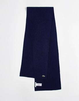 商品Lacoste logo wool scarf in navy图片