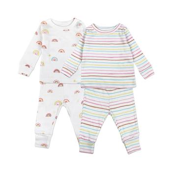 商品Mac & Moon | Baby Girls Rainbow and Stripes Print Organic Pajamas and Tops, 4 Piece Set,商家Macy's,价格¥371图片