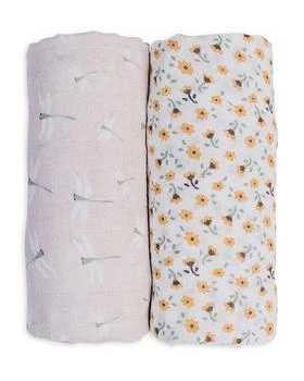 推荐Floral and Dragon Fly Printed Cotton Muslin Blankets, Pack of 2 - Baby商品