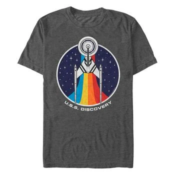 推荐Star Trek Men's Discovery Retro Rainbow U.S.S. Discovery Short Sleeve T-Shirt商品
