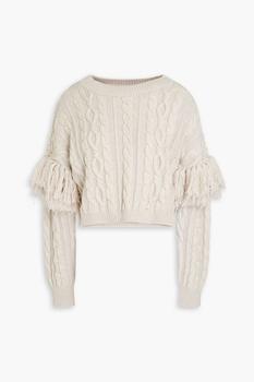 推荐Kala cropped cable-knit wool-blend sweater商品