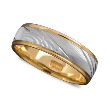 商品Macy's | Men's 14k Gold and 14k White Gold 6mm Ring, Flash Band (Size 6-13),商家Macy's,价格¥4143图片