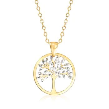 Ross-Simons | Ross-Simons Italian 18kt 2-Tone Gold Cut-Out Tree Of Life Pendant Necklace 3.8折, 独家减免邮费