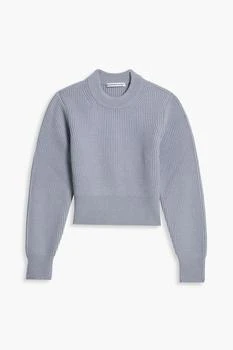 推荐Cropped ribbed wool-blend sweater商品