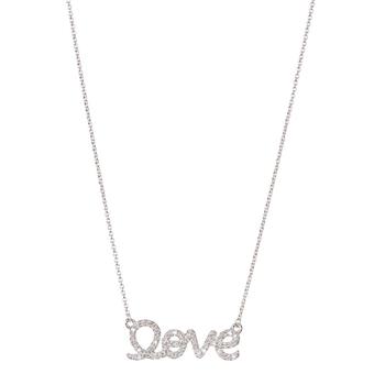 商品Adornia Crystal Cursive Love Necklace silver图片