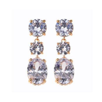 推荐3- Crystal Stones with Gold-Tone Drop Earring商品