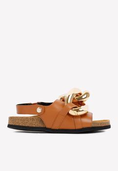 JW Anderson | Chain Slingback Sandals in Leather商品图片,5.2折