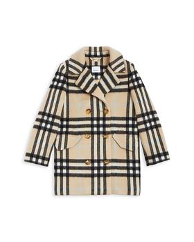 Burberry | Girls' Poppy Vintage Check Wool Blend Coat - Big Kid商品图片,