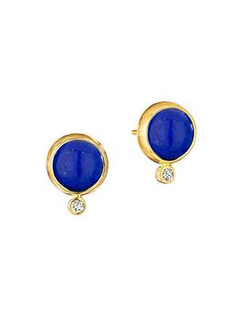 商品Syna | Candy 18K Yellow Gold, Lapis Lazuli, & 0.1 TCW Diamond Stud Earrings,商家Saks Fifth Avenue,价格¥9469图片