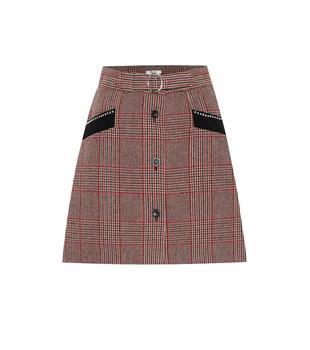 推荐Checked wool-blend skirt商品