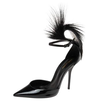 ysl高跟鞋价格, [二手商品] Yves Saint Laurent | Saint Laurent Black Patent Leather And Antelope Fur Jamie D'orsay Pumps Size 37商品图片 3.7折, 满1件减$100, 满减