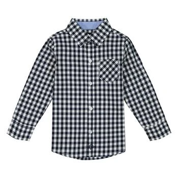 Andy & Evan | Boys Gingham Button Down Shirt In Navy,商家Premium Outlets,价格¥312
