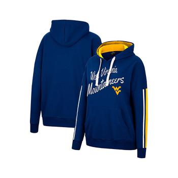 Colosseum | Women's Navy West Virginia Mountaineers Serena Oversized Sleeve Striping Pullover Hoodie商品图片,