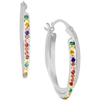 小银瓶精选, Essentials | Small Rainbow Crystal Double Hoop Earrings in Silver-Plate商品图片 