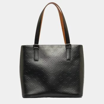 [二手商品] Louis Vuitton | Louis Vuitton Black Leather PVC Monogram Mat Stockton Tote Bag 