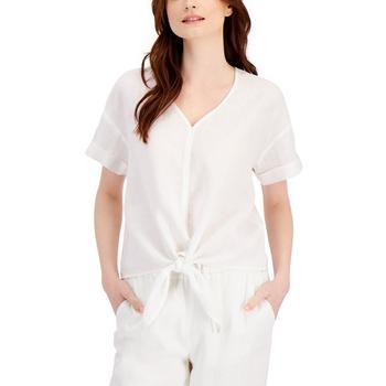 Charter Club | Petite Linen Tie-Front Top, Created for Macy's商品图片,2.8折