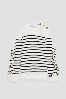 RED Valentino | Ruffled striped knitted sweater,商家THE OUTNET US,价格¥1368