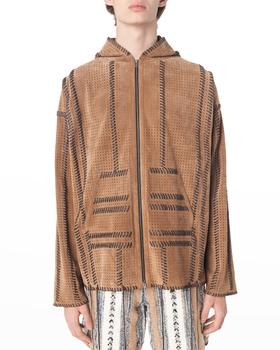 amiri衬衫真假, AMIRI | Men's Perforated Suede Whipstitched Hoodie商品图片 4.8折