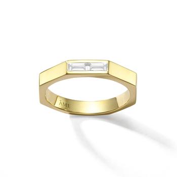 商品Âme Angles 18K Yellow Gold, Lab-Grown Diamond Thin Band Ring Sz. 8图片