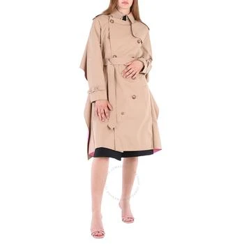 Burberry | Soft Fawn Cotton Twill Contrast Cape Detail Double-breasted Trench Coat,商家Jomashop,价格¥21111