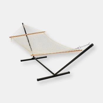 Sunnydaze Decor | Cotton Rope Hammock with Stand Unfinished Wood Spreader Bars,商家Verishop,价格¥974