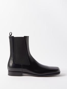 prada男鞋怎么样, Prada | Square-toe patent-leather Chelsea boots商品图片 