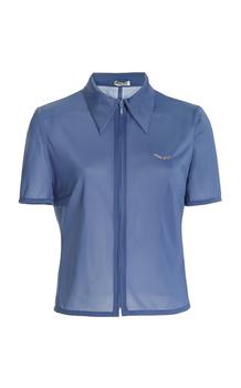 推荐Miu Miu - Women's Runproof Shell Polo Top - Blue - IT 36 - Moda Operandi商品