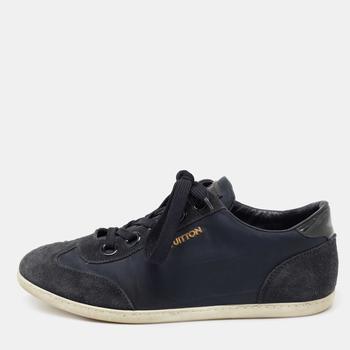lv低帮鞋, [二手商品] Louis Vuitton | Louis Vuitton Navy Blue Suede and Nylon Low-Top Sneakers Size 37商品图片 满1件减$100, 满减