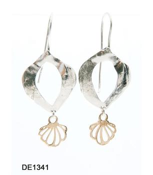 小银瓶, Dganit Hen | Silver earrings with a small fan in goldfilled商品图片 