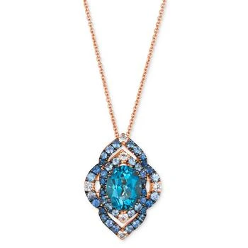 Le Vian | Ombré® Deep Sea Blue Topaz (2 ct. t.w.), Denim Ombré (3/4 ct. t.w.), & White Sapphire (1/6 ct. t.w.) Framed Adjustable 20" Pendant Necklace in 14k Rose Gold,商家Macy's,价格¥18482