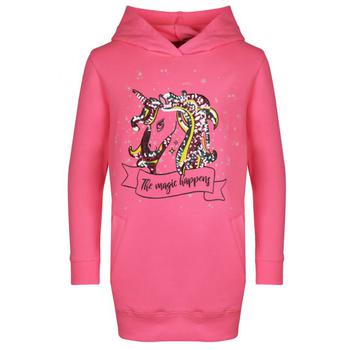 推荐Pink Unicorn Motif Hooded Sweatshirt Dress商品
