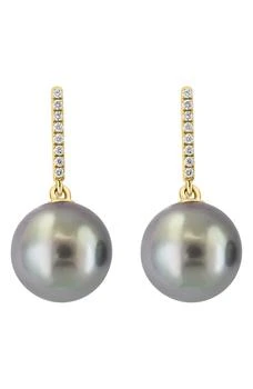 Effy | 14K Yellow Gold Diamond & Tahitian Pearl Drop Earrings - 0.08ct. 3.9折, 独家减免邮费