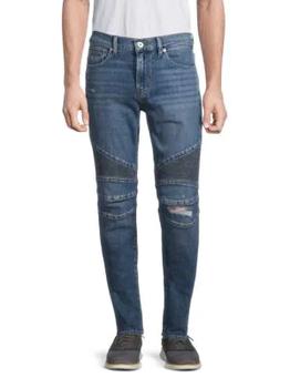Hudson | Ethan Biker Distressed Skinny Jeans商品图片,2折