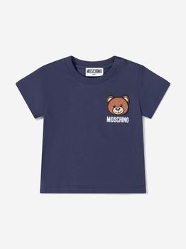 推荐Moschino Navy Baby Unisex Cotton Teddy Logo T-Shirt商品
